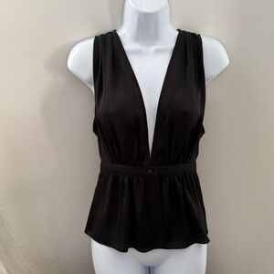 L'Academie Black Silk V Neck Peplum Tank.. Worn Once
